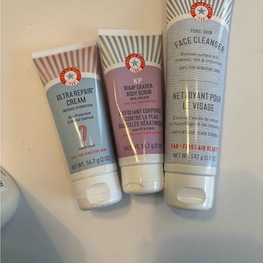 First Aid Beauty Cleanser, Exfoliant, and Ultra Repair Cream Set